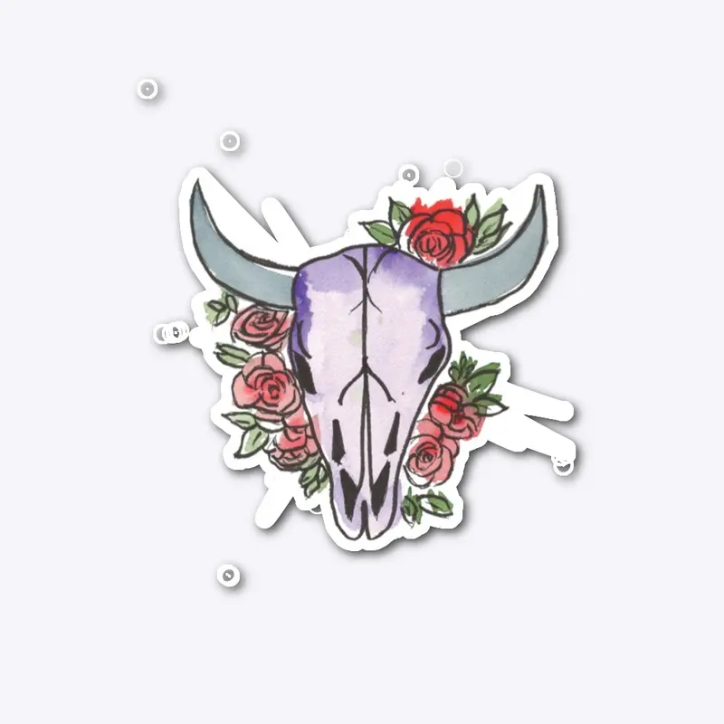 Cow Skull Watercolor artwork 